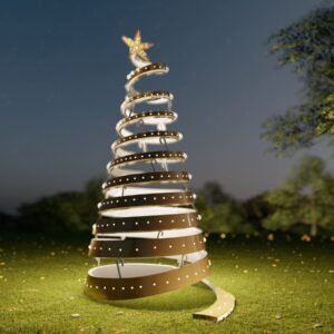 See Through Ribbon Christmas Tree, 
Gold - Image 3