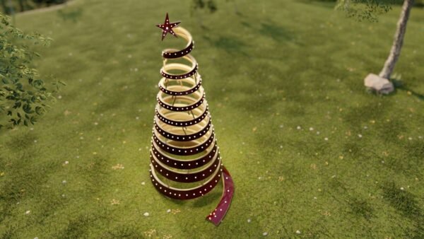 See Through Ribbon Christmas Tree, Burgundy Gold - Image 3