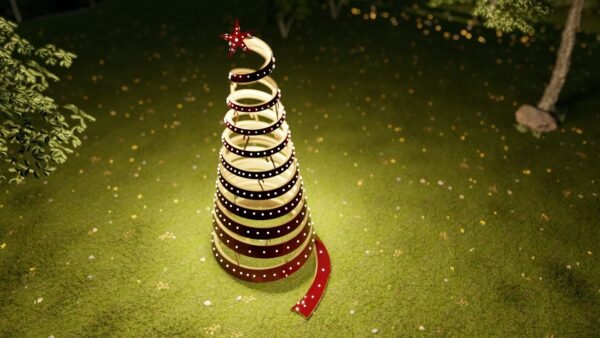 See Through Ribbon Christmas Tree, Burgundy Gold - Image 4