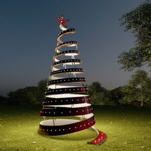 See Through Ribbon Christmas Tree, Burgundy Silver - Image 4