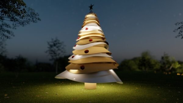 Curved Layers Christmas Tree,
Silver & Gold & Burgundy Ornaments - Image 5