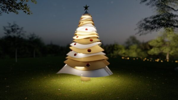 Curved Layers Christmas Tree,
Silver & Gold & Burgundy Ornaments - Image 4