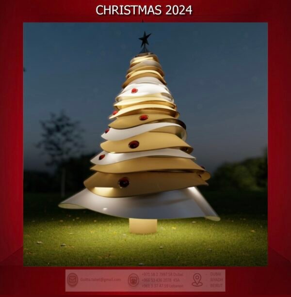 Curved Layers Christmas Tree,
Silver & Gold & Burgundy Ornaments
